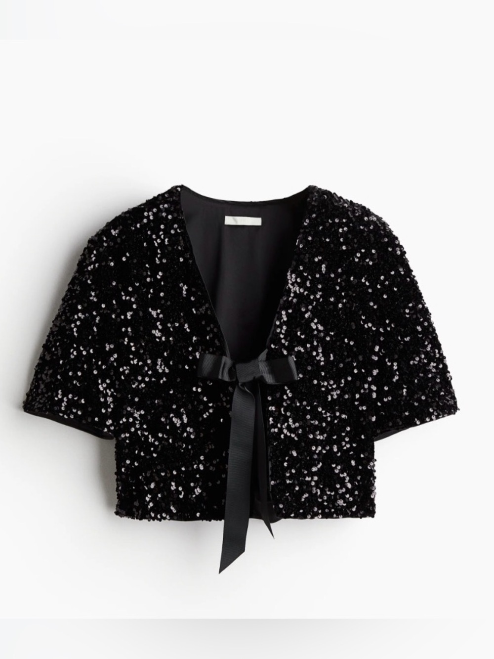 Sequined blouse jacket top with ribbon size L